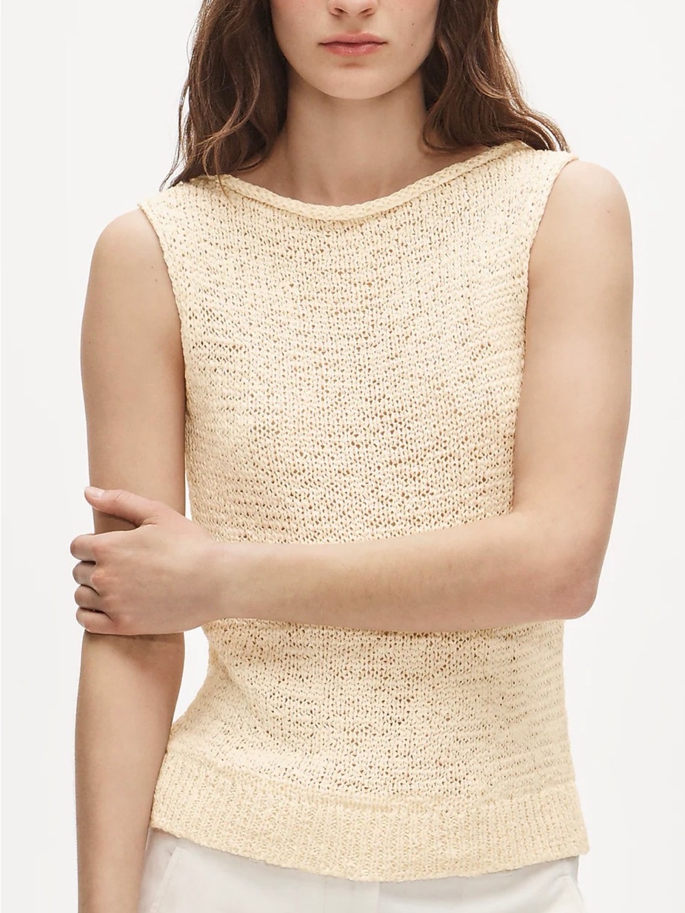 Sleeveless Montauk Cream Knit Tank Sweater